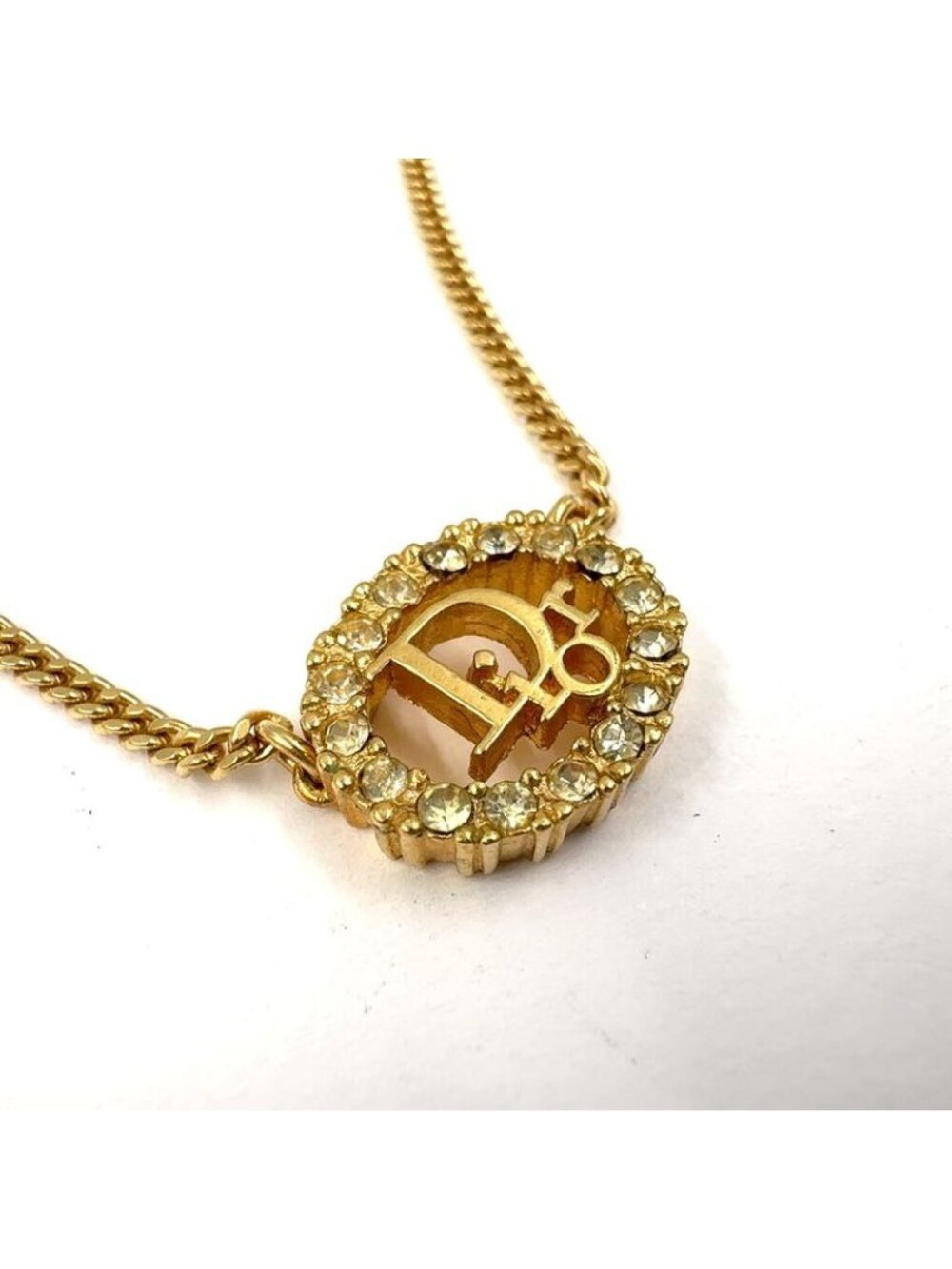 ★SOLD★ Dior Line Stone Logo Gold Necklace - Picture 2 of 9